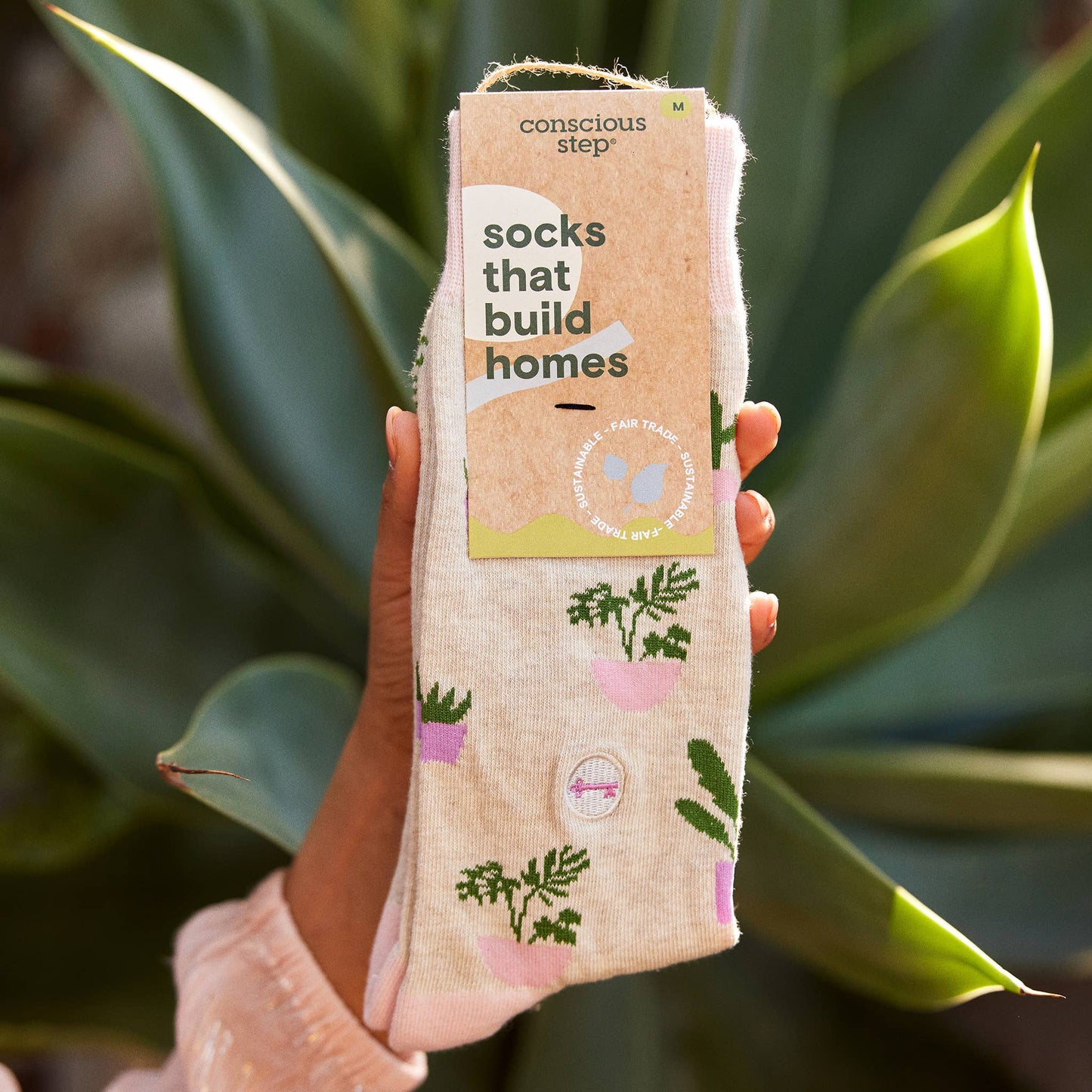 Socks that Build Homes (Pink Houseplants): Medium