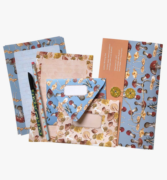 Vintage Mushroom Letter Writing Set, Includes Pen and Pencil