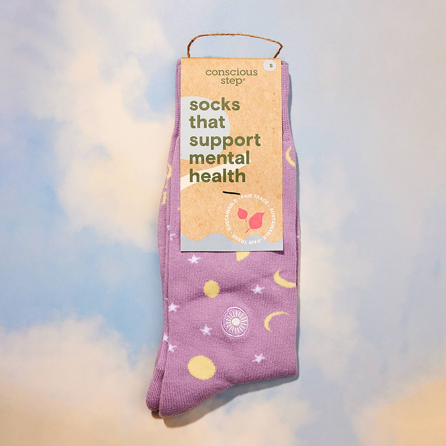 Socks that Support Mental Health (Purple Moons): Medium