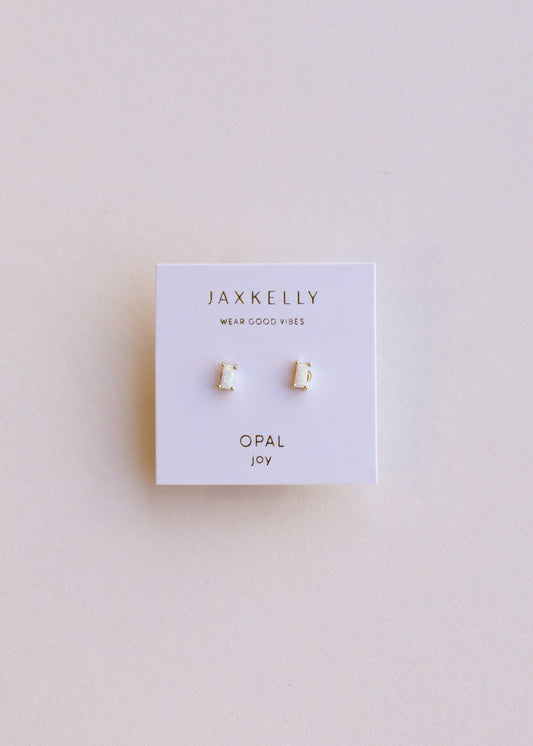 Baguette - White Opal - Earrings