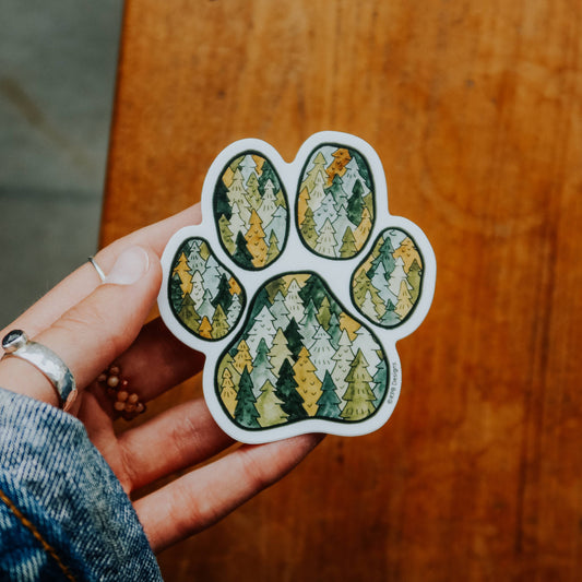 Tree Dog Paw Vinyl Sticker (3x3in)