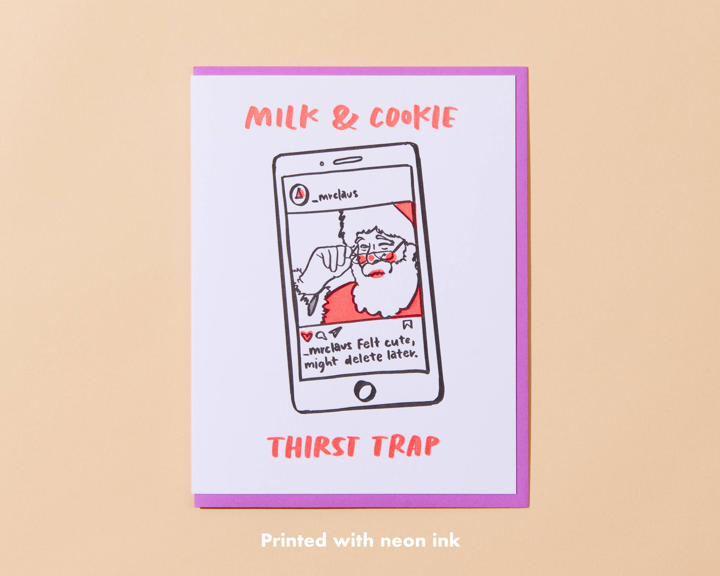 Thirst Trap Christmas Eve Letterpress Greeting Card - Santa card