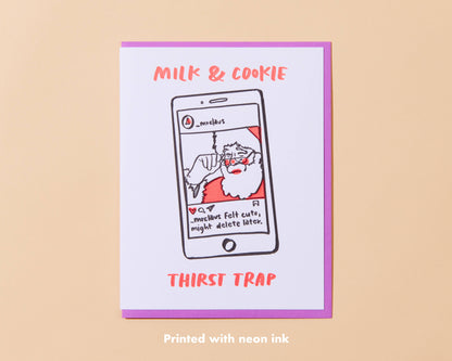 Thirst Trap Christmas Eve Letterpress Greeting Card - Santa card