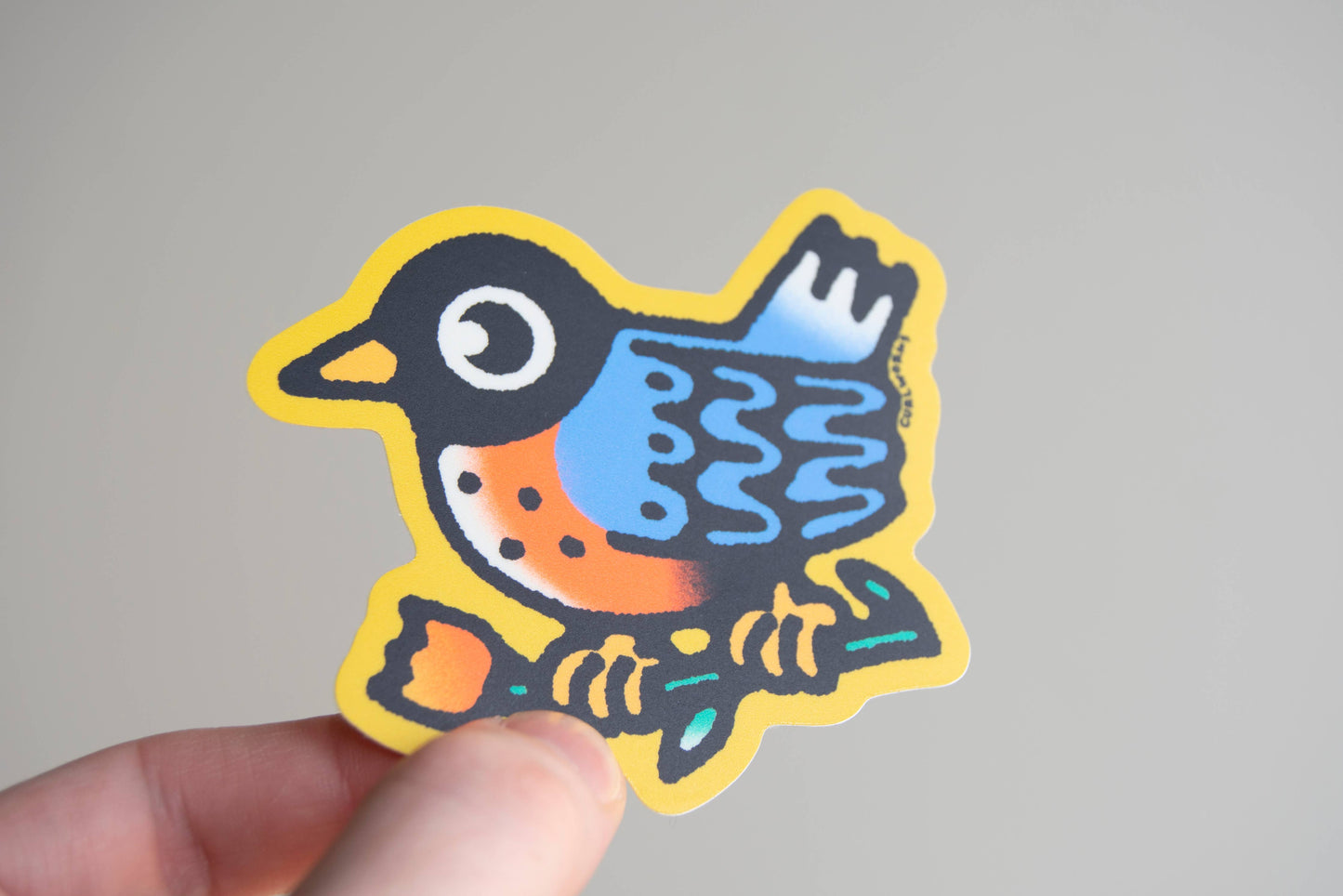 American Robin with Tulip - 3" Vinyl Sticker