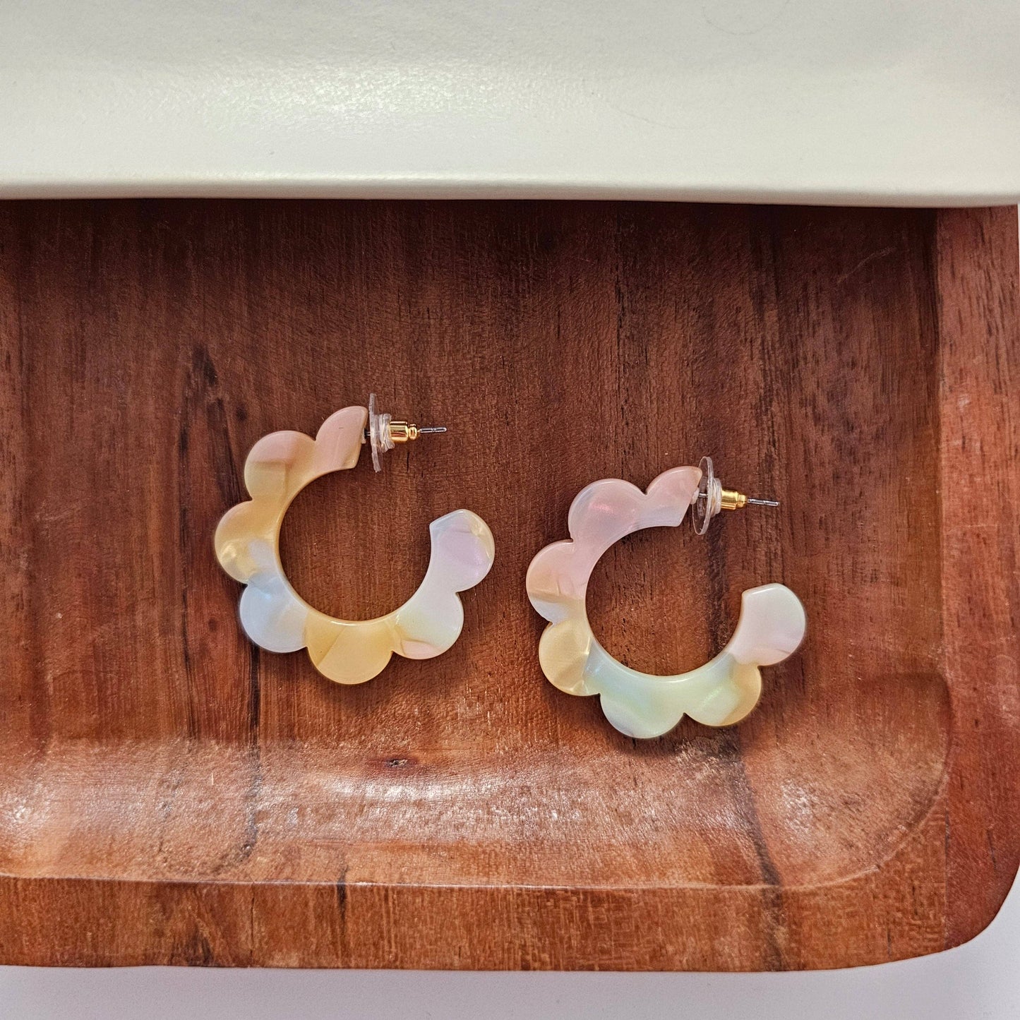 Flora Hoops - Pastel Rainbow // Flower, Earrings, Gift, Jewelry