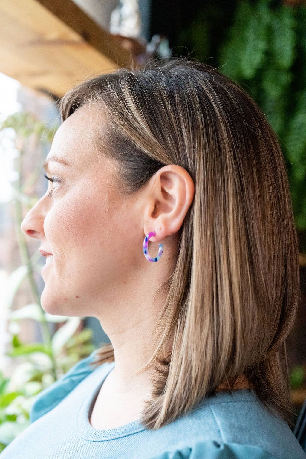 Cam Mini Hoops - Purple Party // Earrings, Jewelry, Gifts