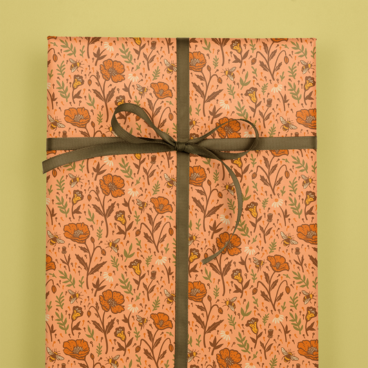 Recyclable Gift Wrap / Wrapping Paper: Poppies
