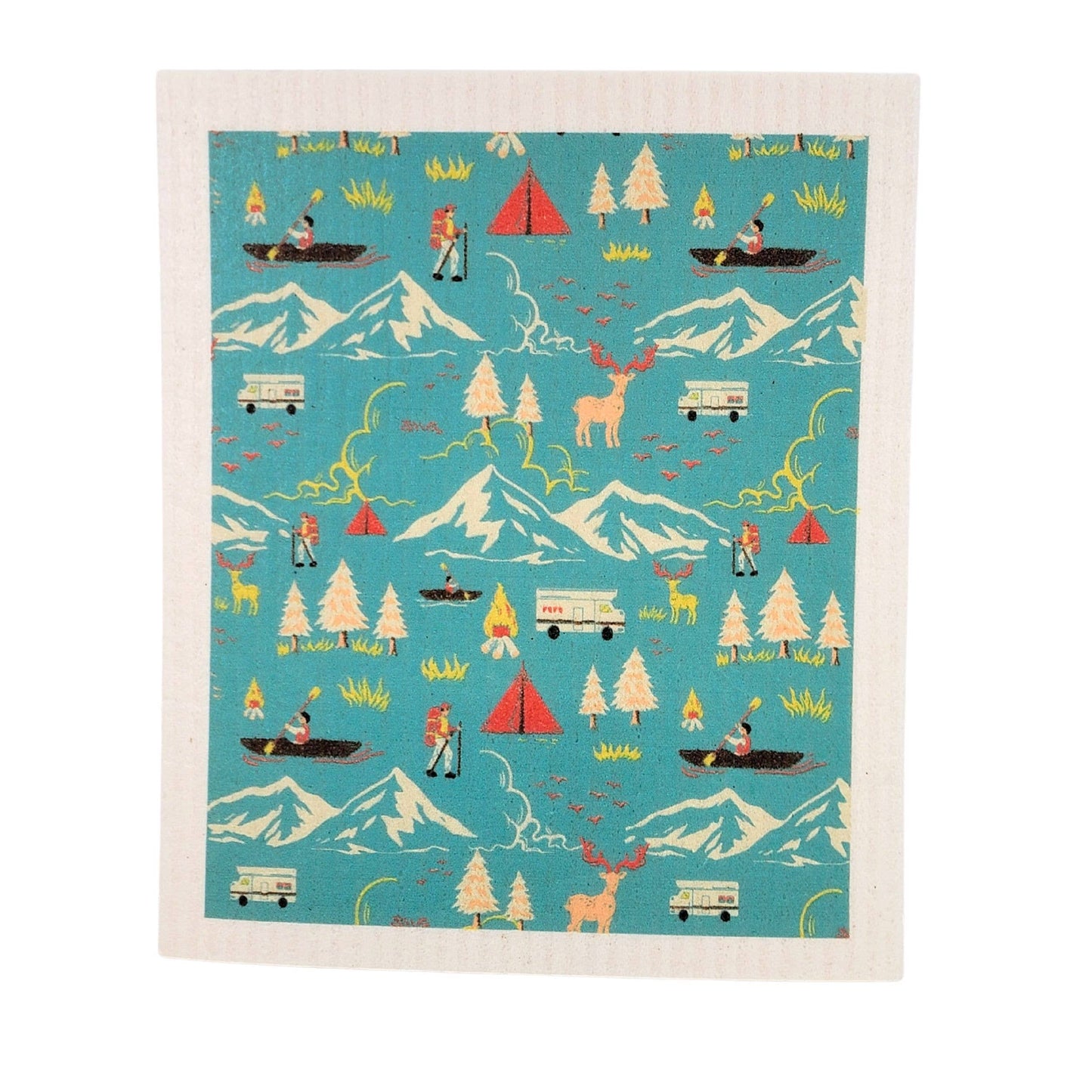 Summer Camping Collage Swedish Dishcloth - Sponge cloth