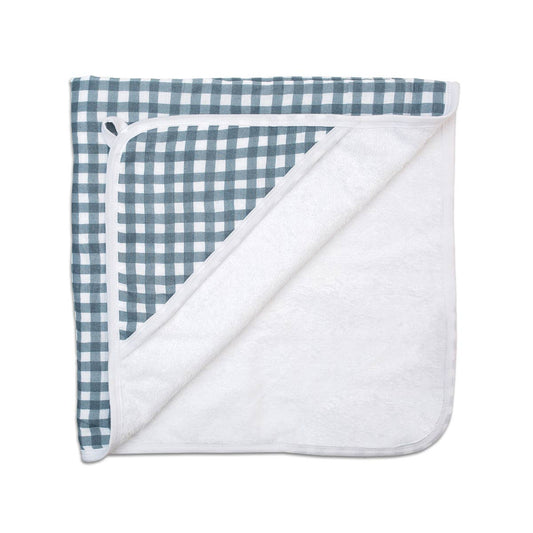 Hooded Towel - Navy Gingham