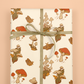 Recyclable Gift Wrap / Wrapping Paper: Mushrooms (Green & Cr