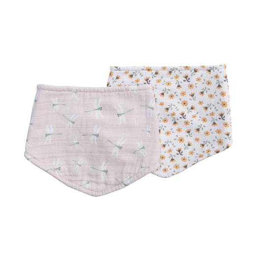 2-pack Bandana Bibs - Vintage Floral / Dragonfly