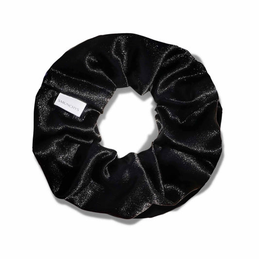 Satin Black Zipper Pocket Scrunchie