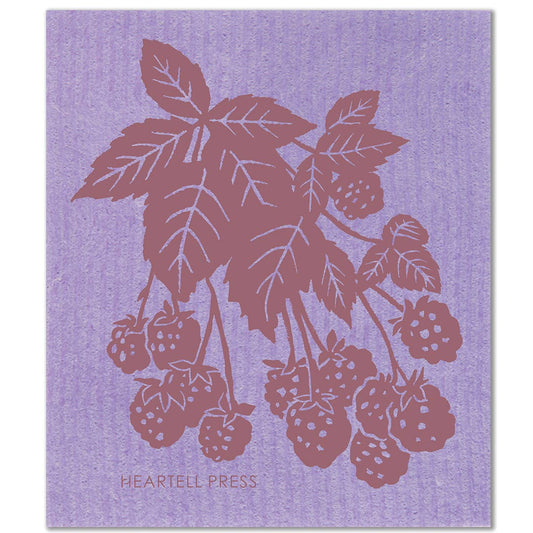 Screen Printed Purple Blackberries Sponge Cloth