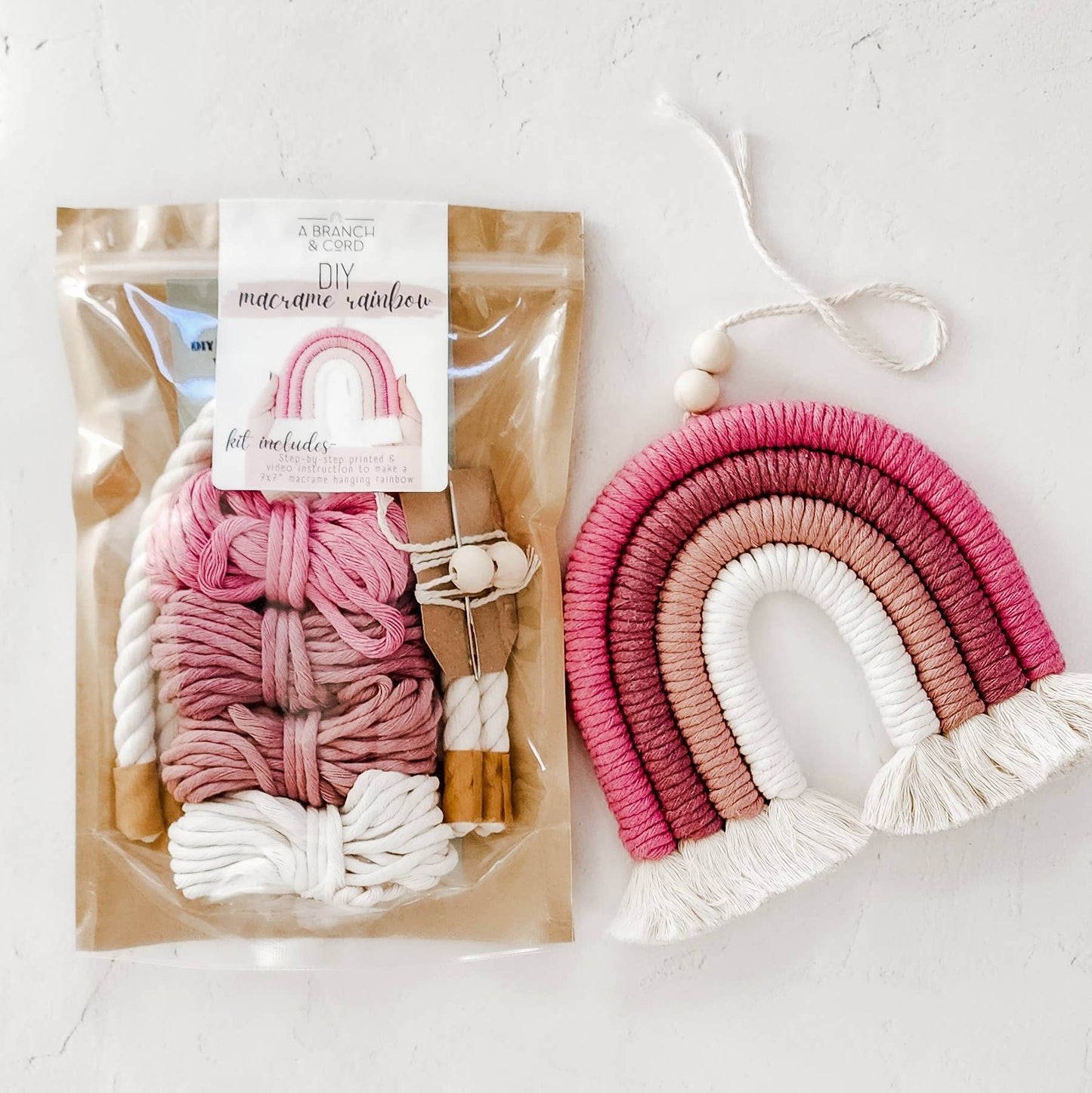 DIY Macrame Rainbow Kit - Vintage Pink