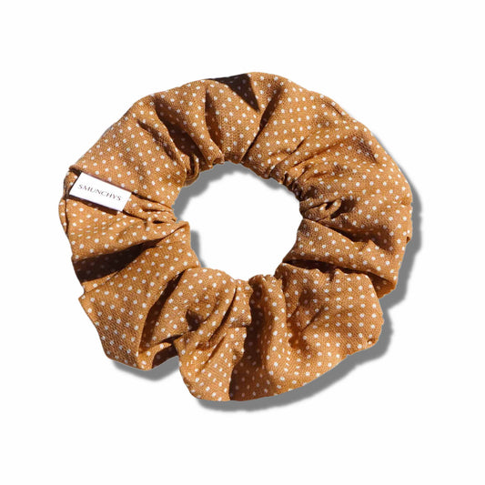 Cotton Caramel Polka Dot Zipper Pocket Scrunchie