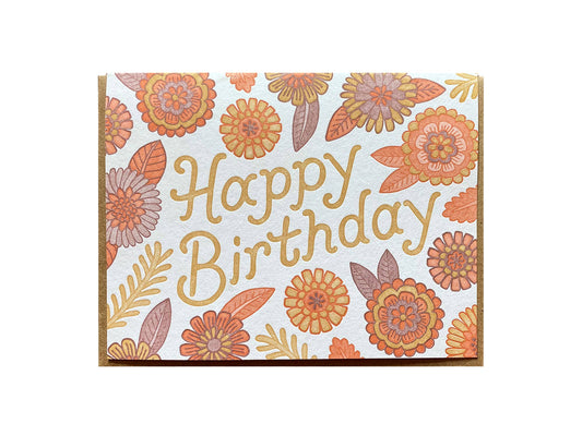 Retro Flora Birthday Card