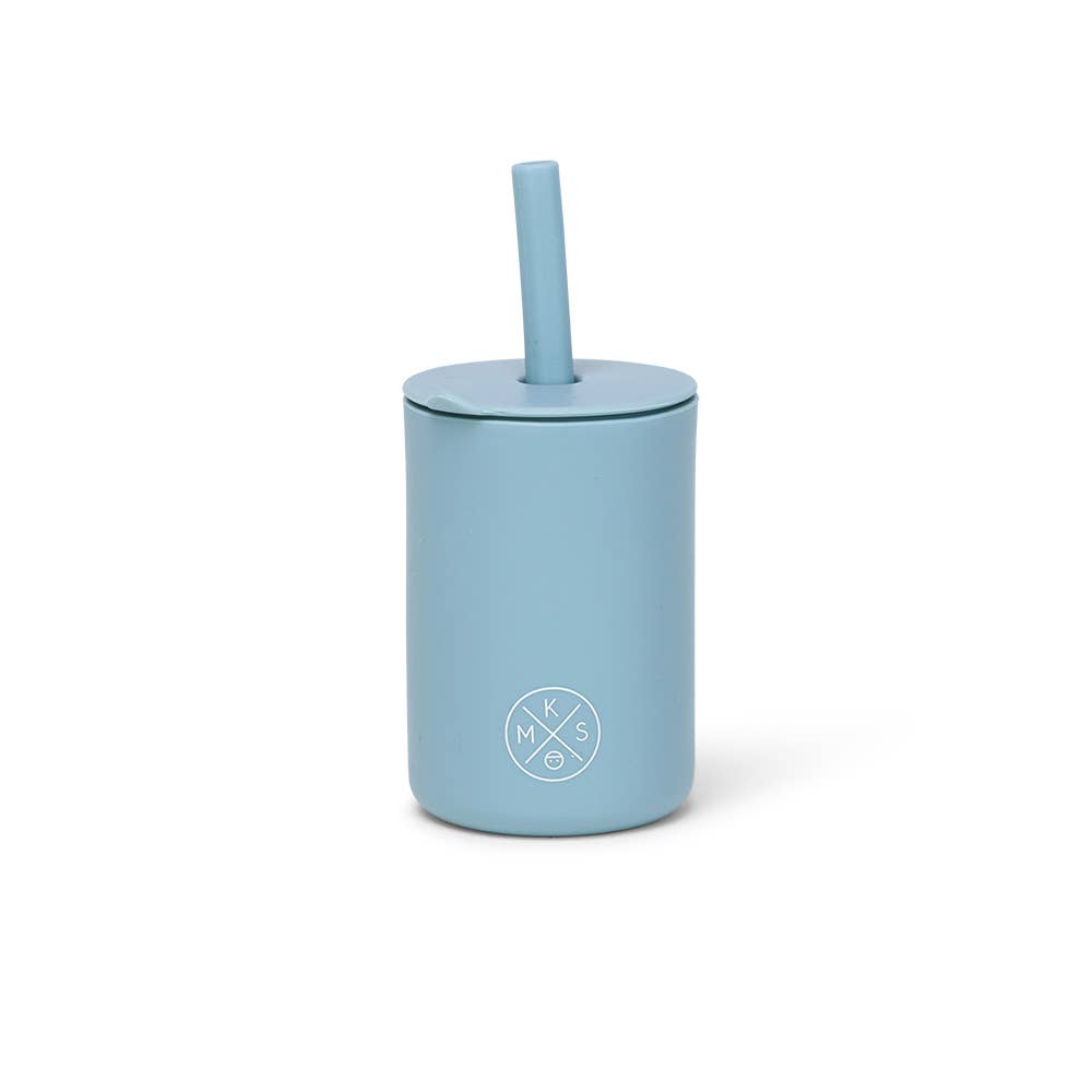 Mini Silicone Straw Cup - Denim Blue