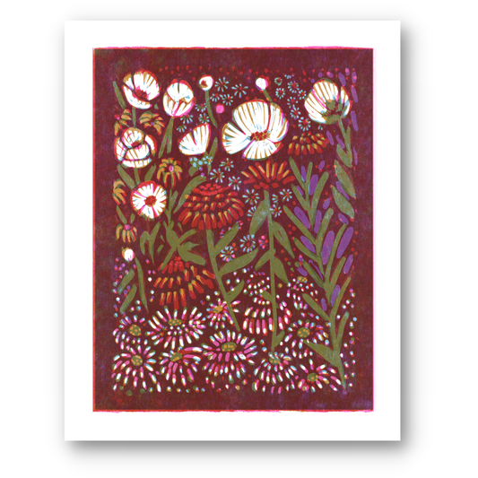 Zinnias and Anemones Art Print