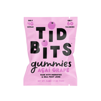 Açai Grape Gummy Candy Low 4g Sugar, Prebiotics, Fruit Juice